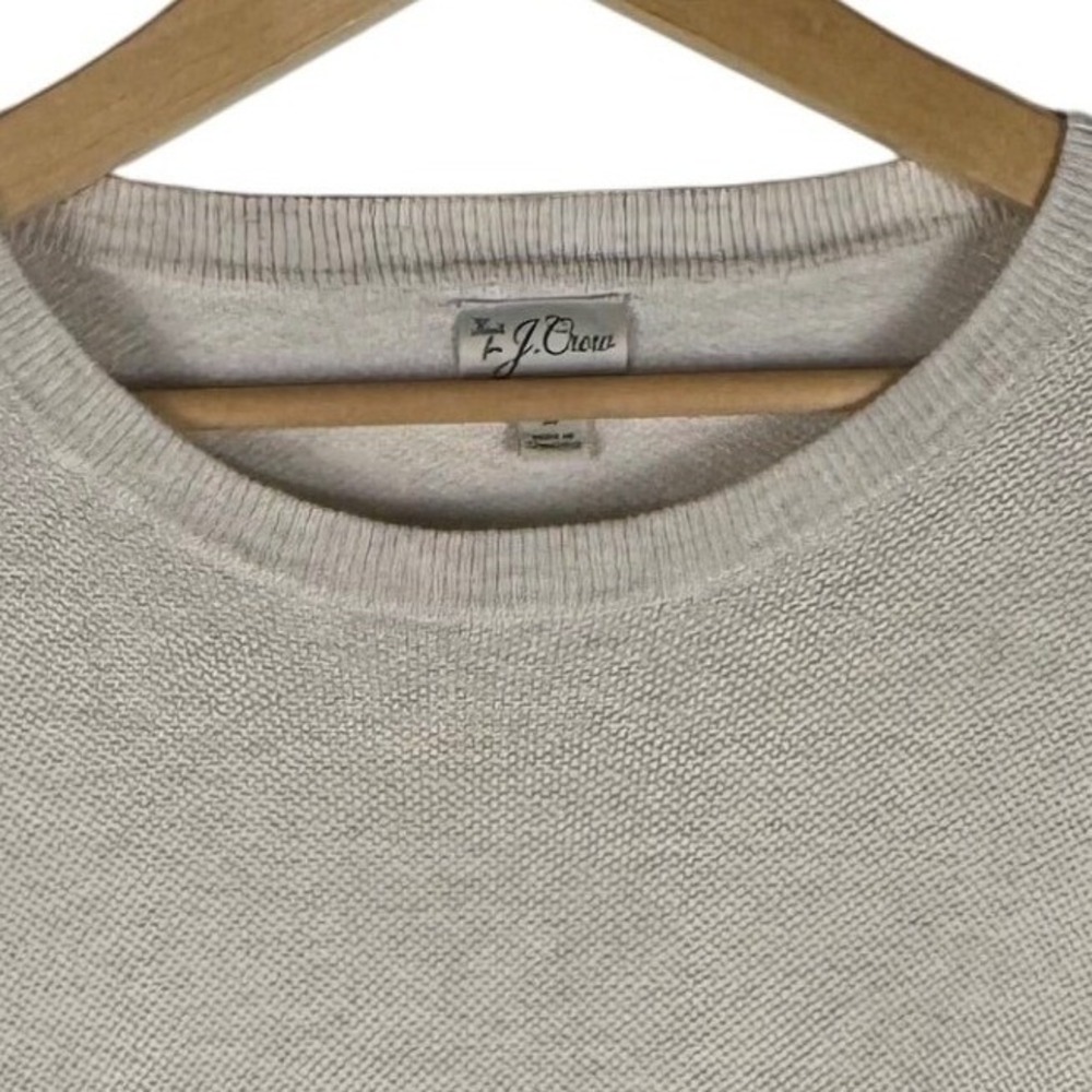 J.Crew Textured Cotton Crewneck Sweater Mens L Beige Long Sleeve Pullover